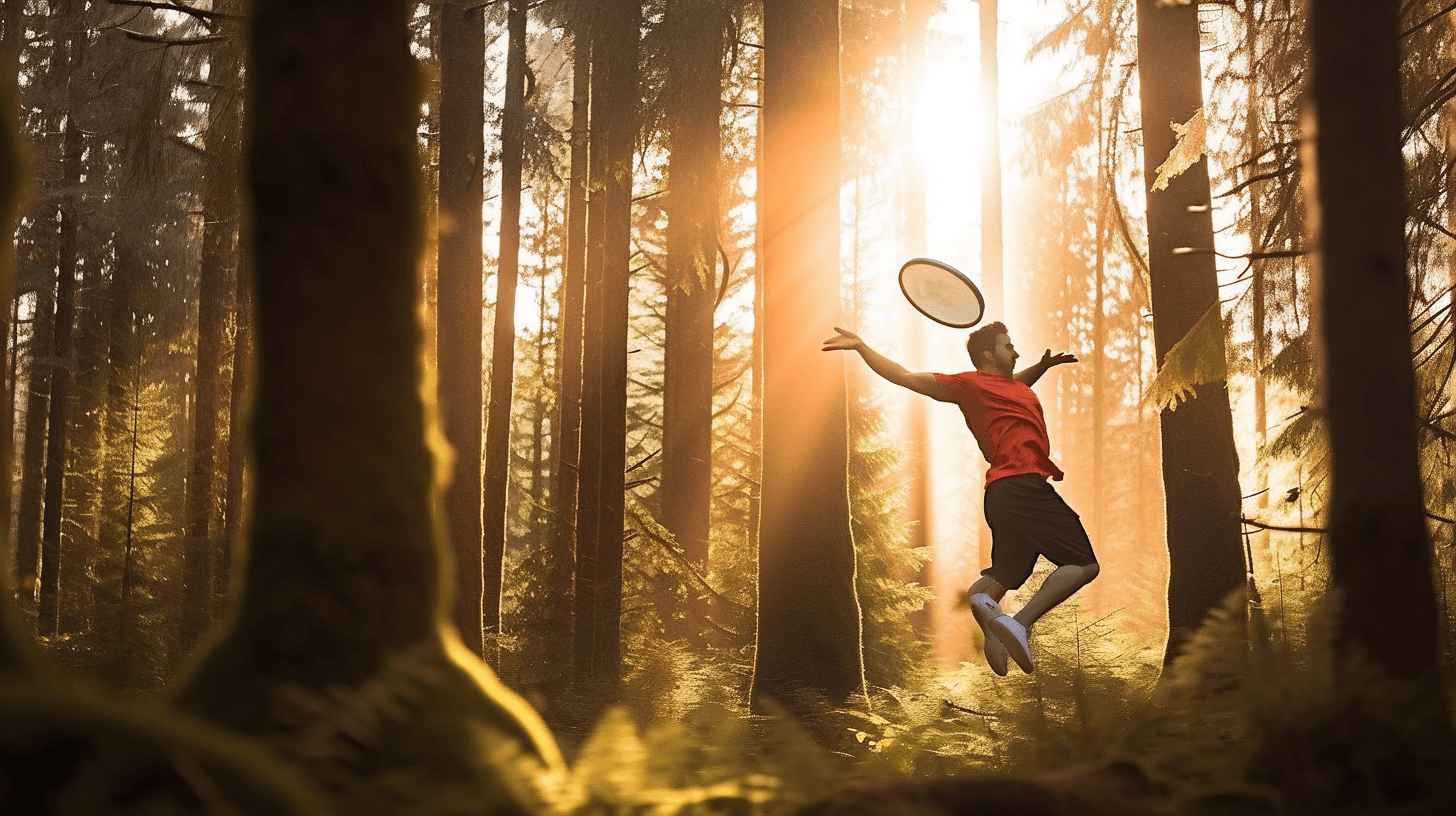 Fiktiv bild av någon som typ kastar discgolfdisc